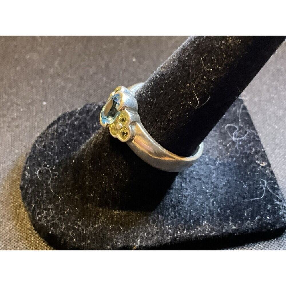 925 Sterling Silver Topaz and Rhinestone Ring Size 7 - Picture 3 of 6